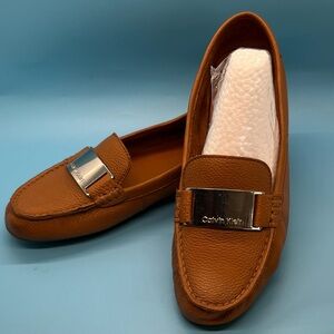 Calvin Klein Men's Tan Leather Slip-Ons